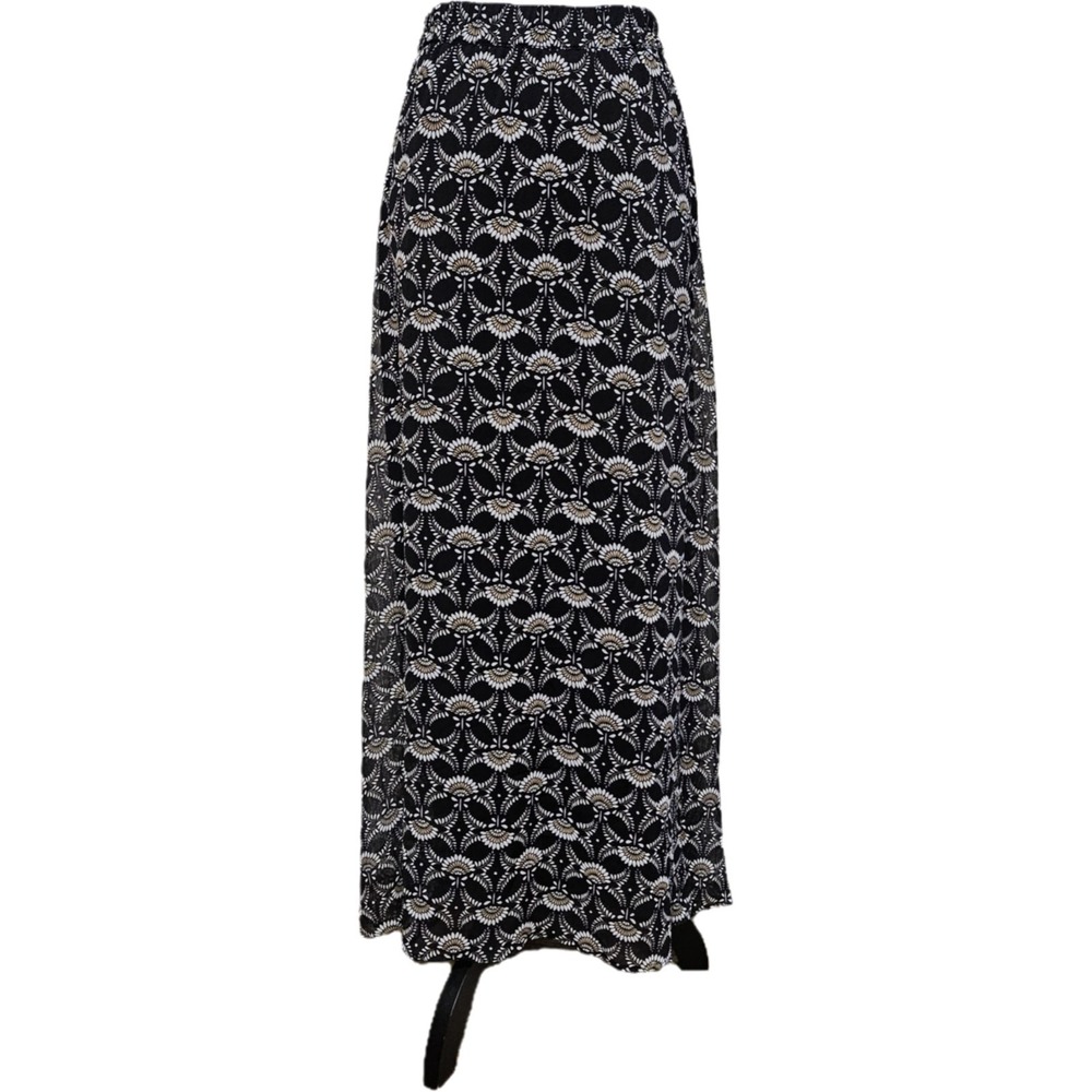 Old‎ Navy Black Floral Chiffon Maxi Skirt Size XL Whimsigoth Witchy